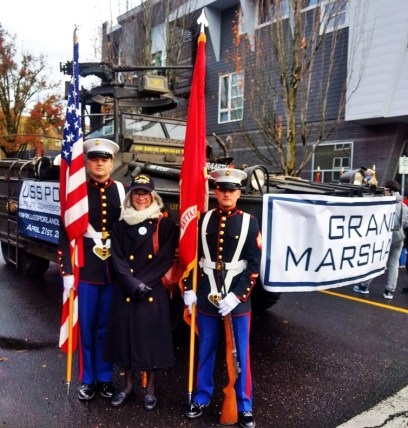 Marine Color Guard Sergeants with Diana and Duck